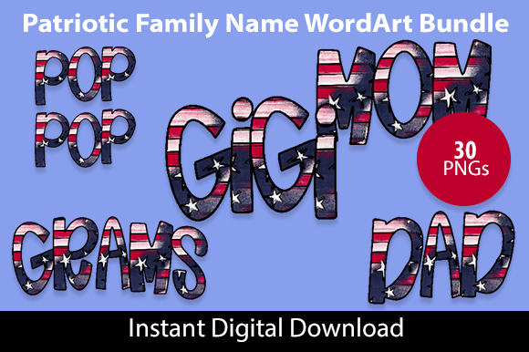 Download Patriotic Family Title WordArt Bundle - Title Collection