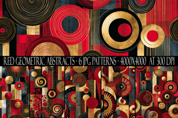 Download Red and Gold Geometric Abstract Patterns - Old Collection