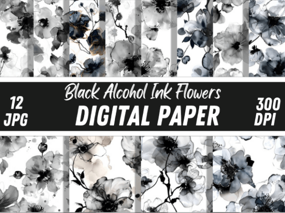 Download Luxury Black Alcohol Ink Flowers Pattern - Luxury Collection