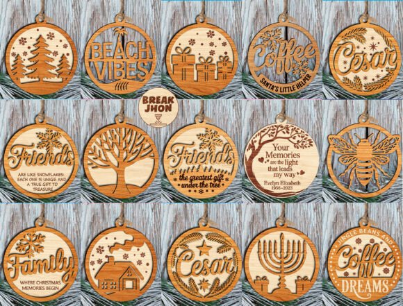Download 15 Laser Cut Round Ornaments Cutfile Svg - Ornaments Collection