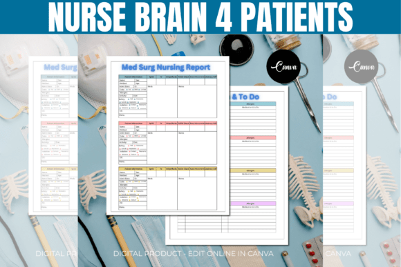 Download Editable Nurse Brain 4 Patients Template - Premium Bundle