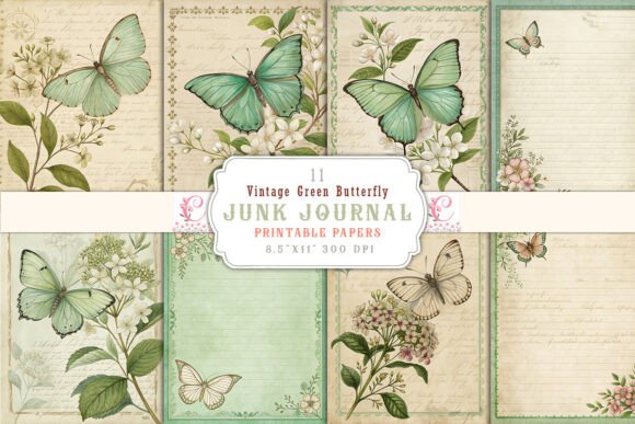 Download Vintage Green Butterfly Junk Journal - Vintage Collection