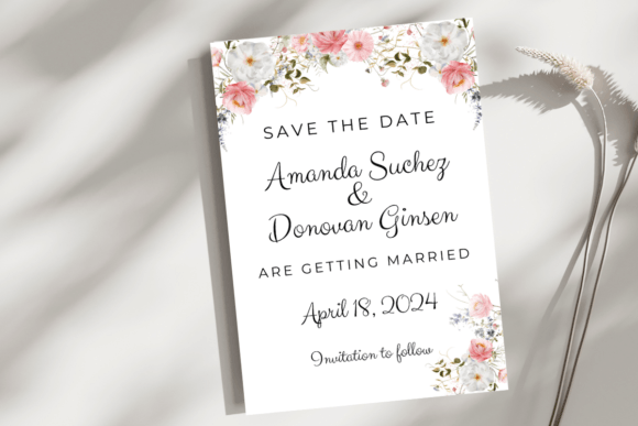 Download Pink and White Floral Save the Date Card - Save Collection