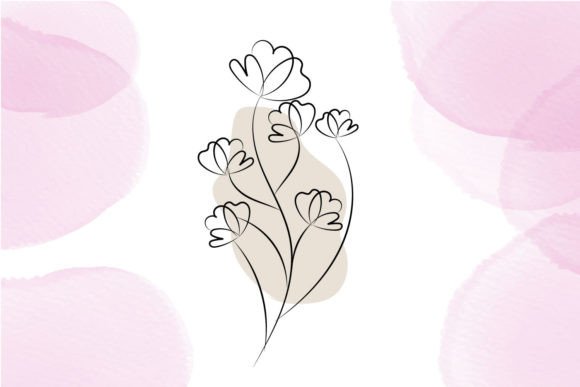 Download Isolated Flower Line Art with Leaf - Isolated Collection