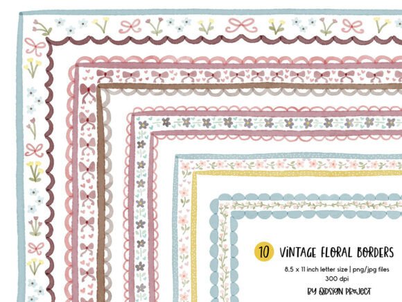Download Vintage Floral Border Watercolor PNG - Vintage Collection
