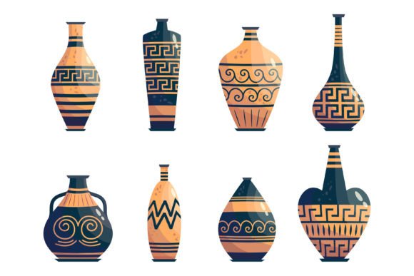 Download Greek Vase Ancient Jar Set Isolated - Isolated Collection